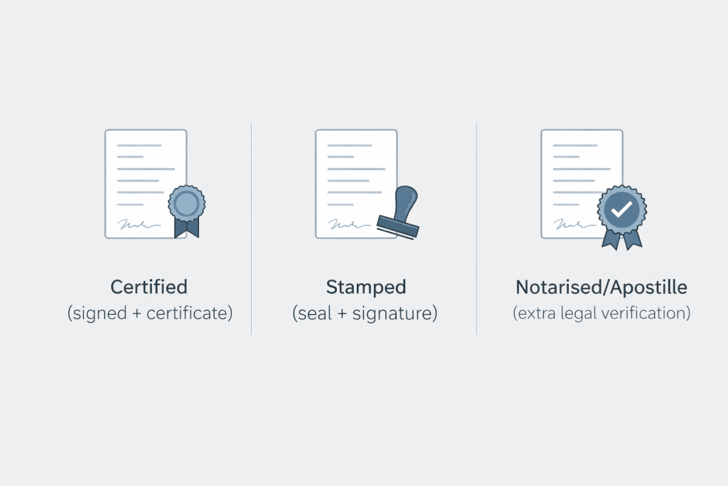 Certified vs stamped vs notarised translations explained Documents That Commonly Require Stamped Translations Locate Translate