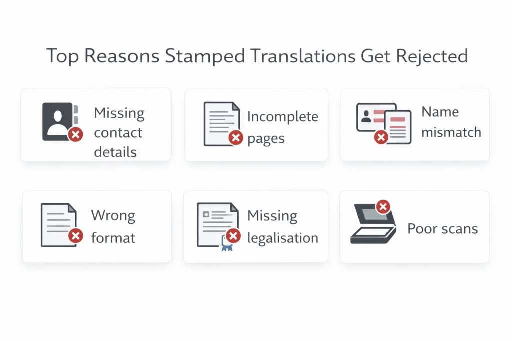 Common rejection reasons for international stamped translation submissions Are Stamped Translations Accepted Internationally? Locate Translate