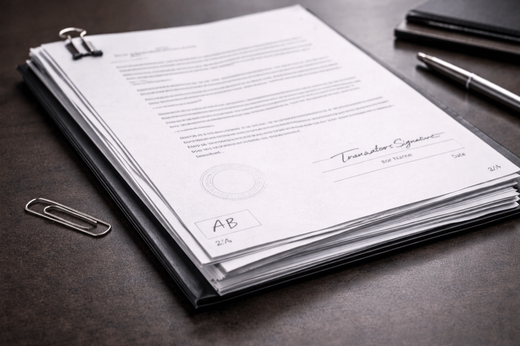 Multi page certified translation with page linkage to prevent tampering Who Can Provide a Valid Stamped Translation? Locate Translate